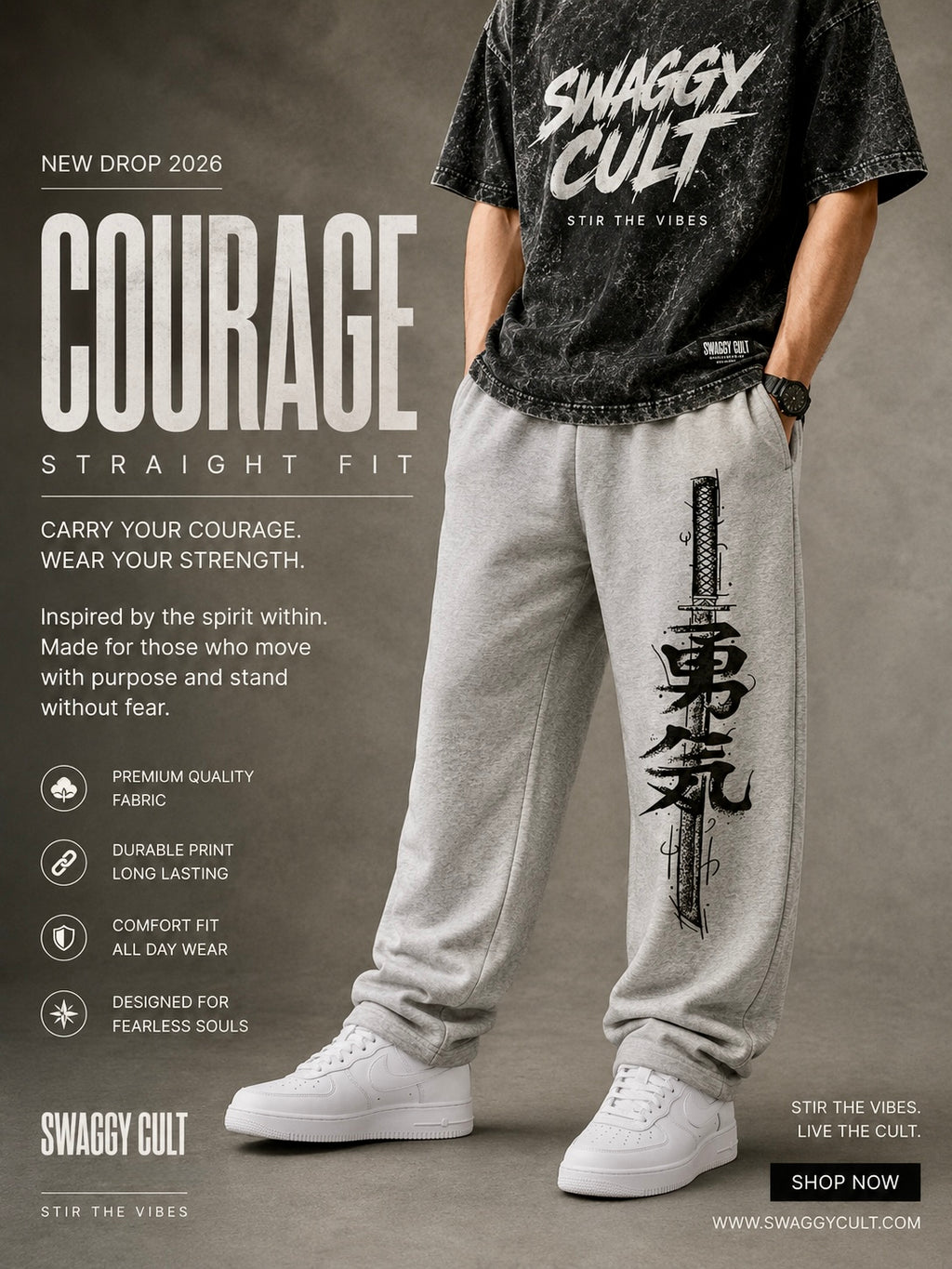 Courage Straight Fit Sweatpants/ Straight Fit