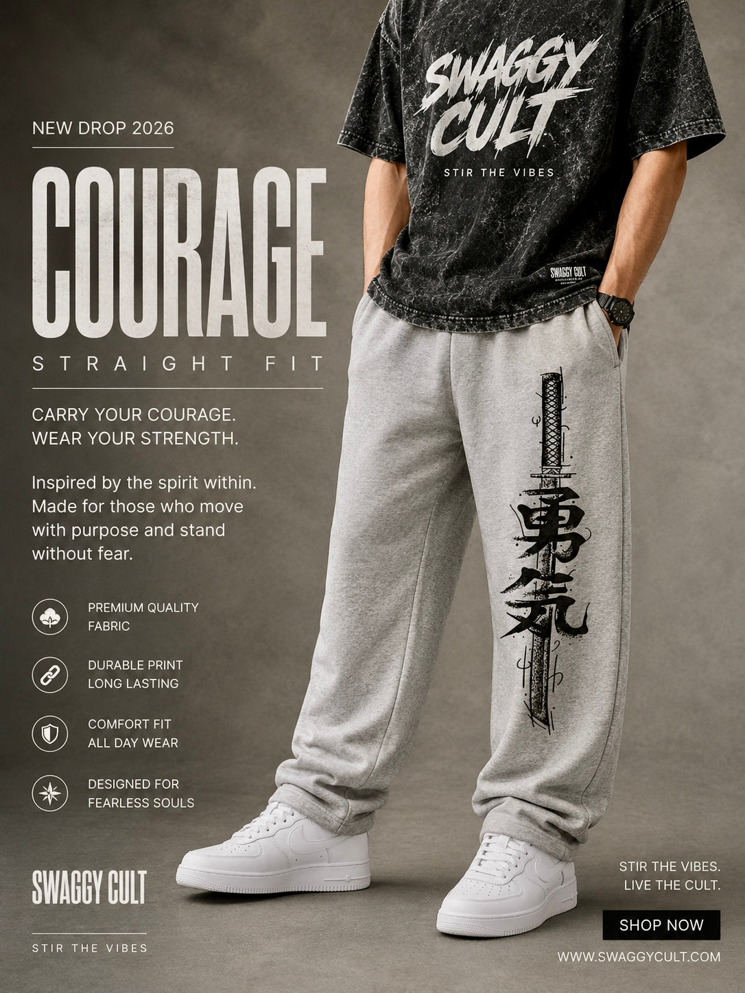 Courage Straight Fit Sweatpants/ Straight Fit