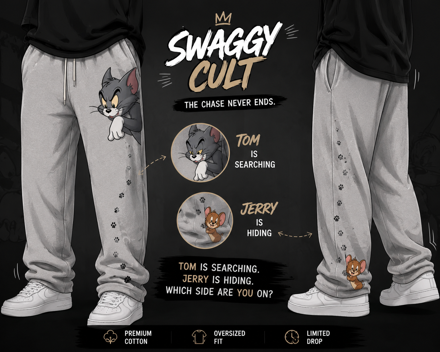 Tom & Jerry Chase Sweatpants/ Straight Fit