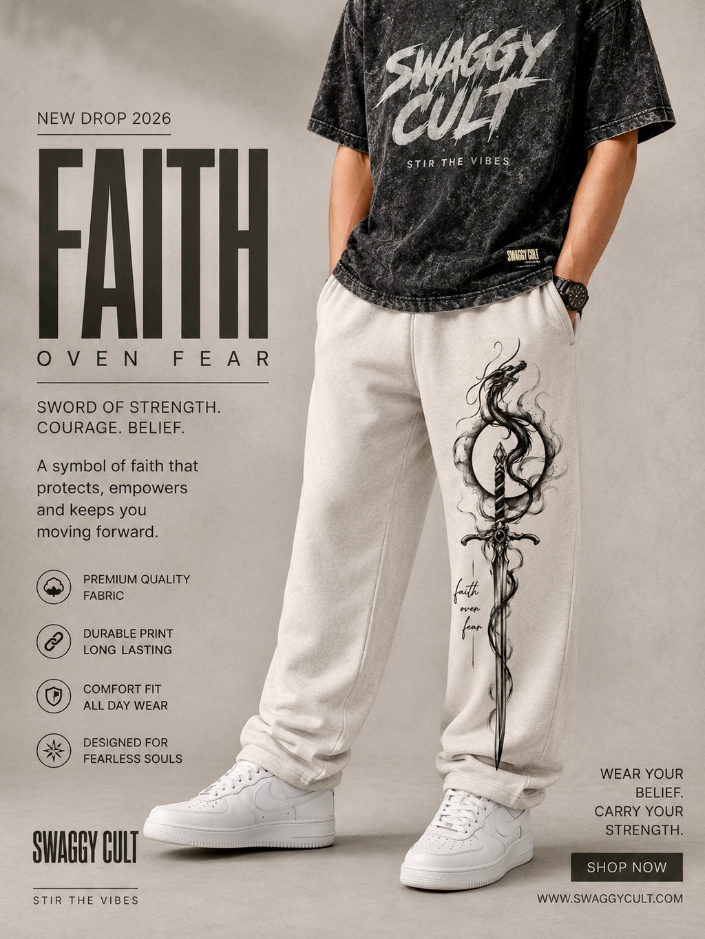 Faith Over Fear Sweatpants/ Straight Fit lower