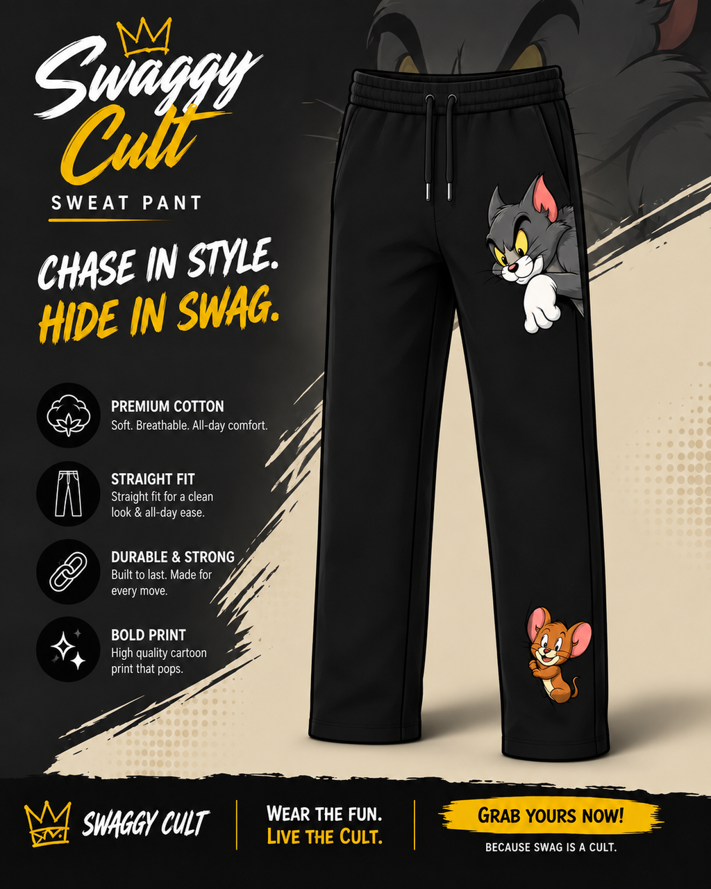 Tom & Jerry Sweatpants/ Straight Fit